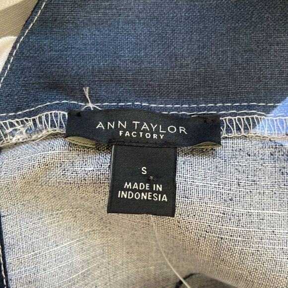 Ann Taylor Blue & White Plaid Ruffle Tie-Back Sleeveless Blouse Size Small NEW - Picture 7 of 10